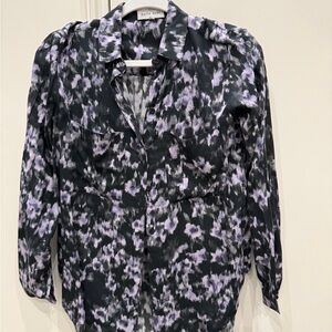 Bella Dahl Black and Purple Abstract Blouse